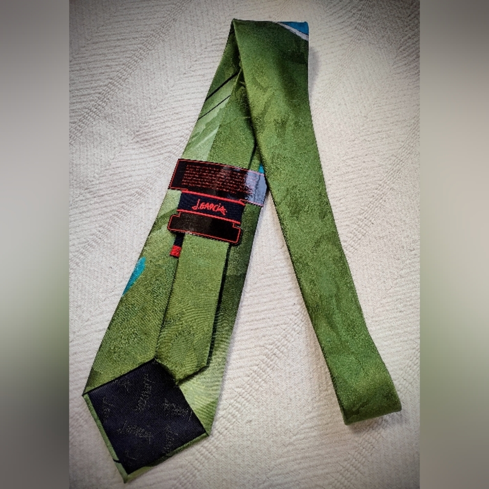 NWT Necktie by J. Garcia 'Duckworm Alarm' Green & Blue Perfect Condition! - Picture 2 of 7